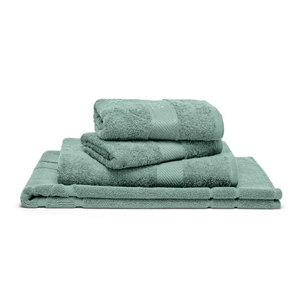 Complete bath linen set combed cotton - Nuage Bottle green