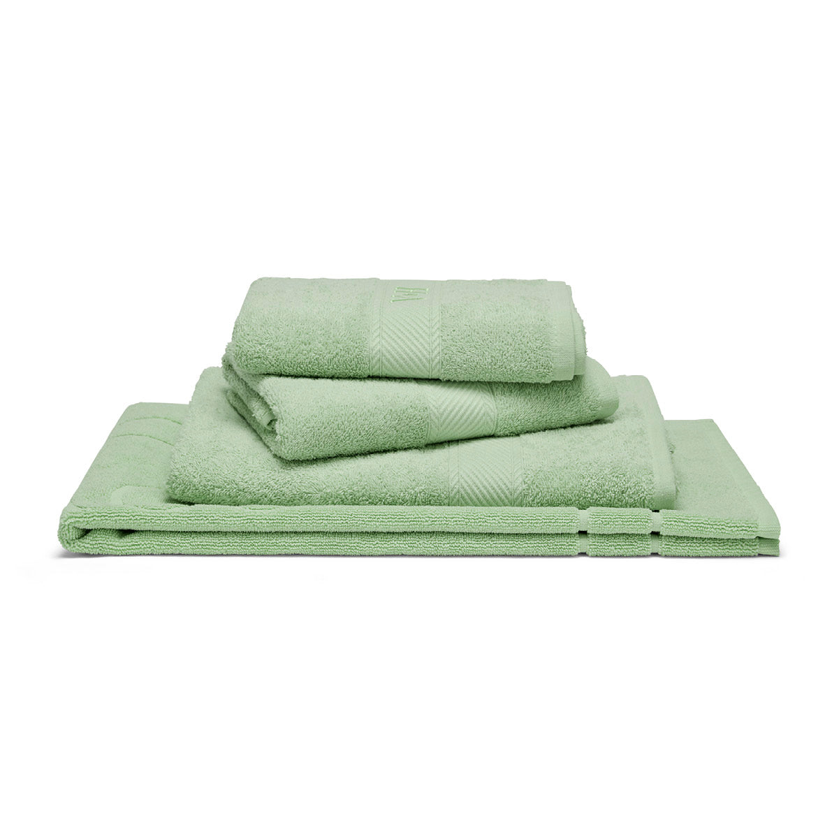 Complete bath linen set combed cotton - Nuage Meadow green