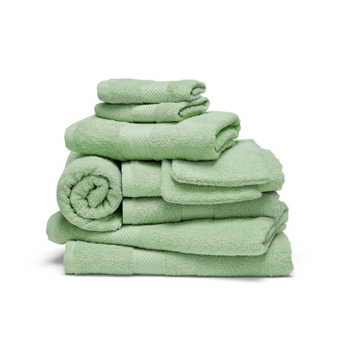 Complete bath linen set combed cotton - Nuage Meadow green