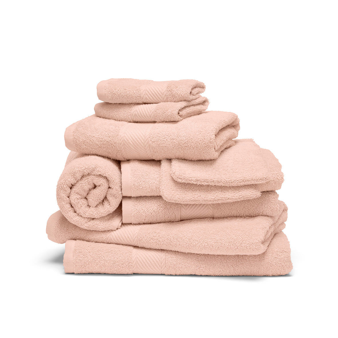 Complete bath linen set combed cotton - Nuage Salmon pink