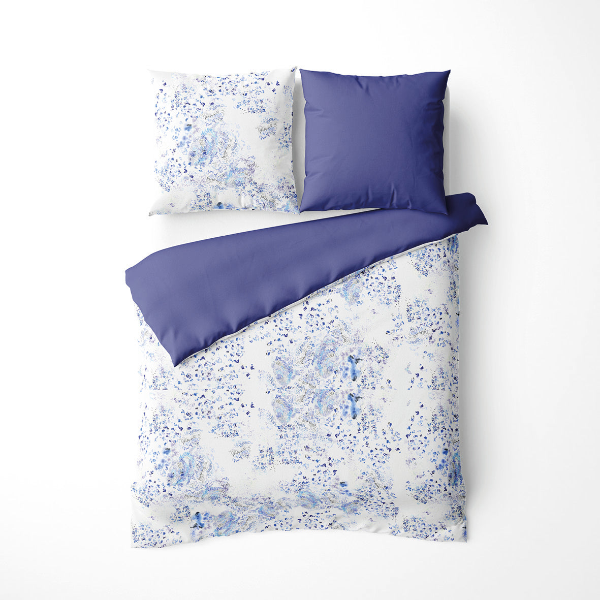 Duvet cover + pillowcase cotton percale - Douceur bleutée White