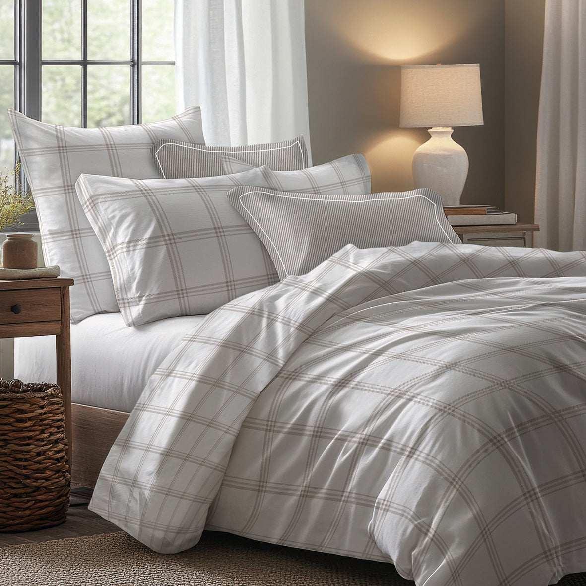 Duvet cover + pillowcase cotton satin - Amandine Taupe