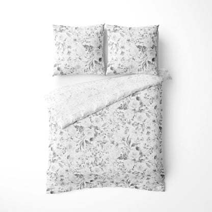 Duvet cover + pillowcase cotton satin - Jardin d’encre Black / White