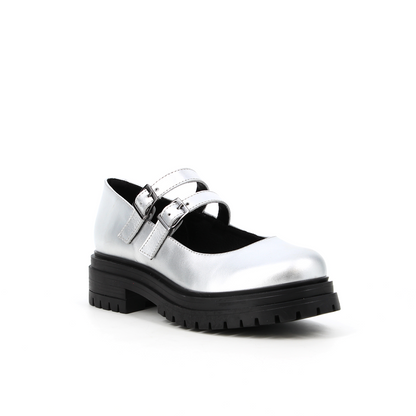 Derbies en cuir Pixel Argent