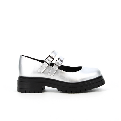 Derbies en cuir Pixel Argent