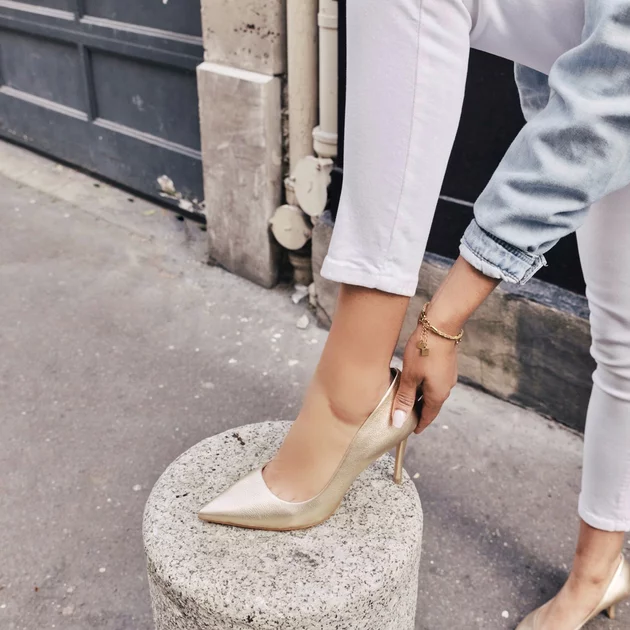 Escarpins en cuir Rythme Or