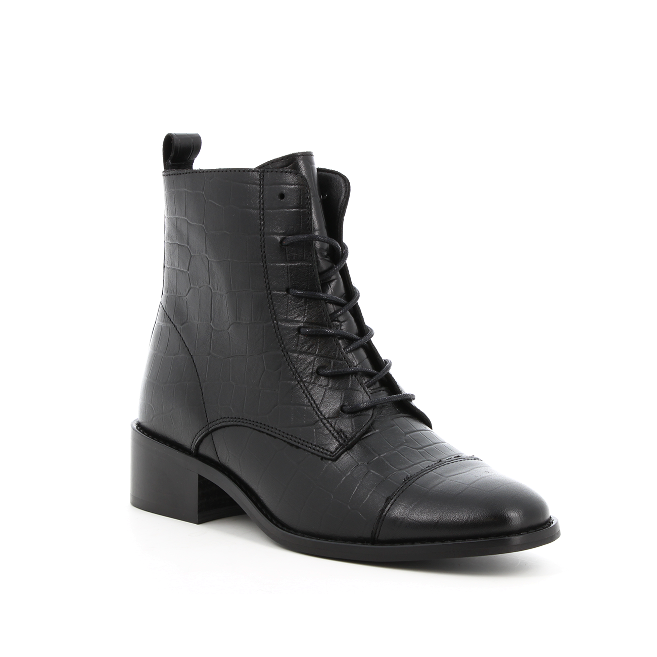 Boots en cuir croco Tonicité Noir
