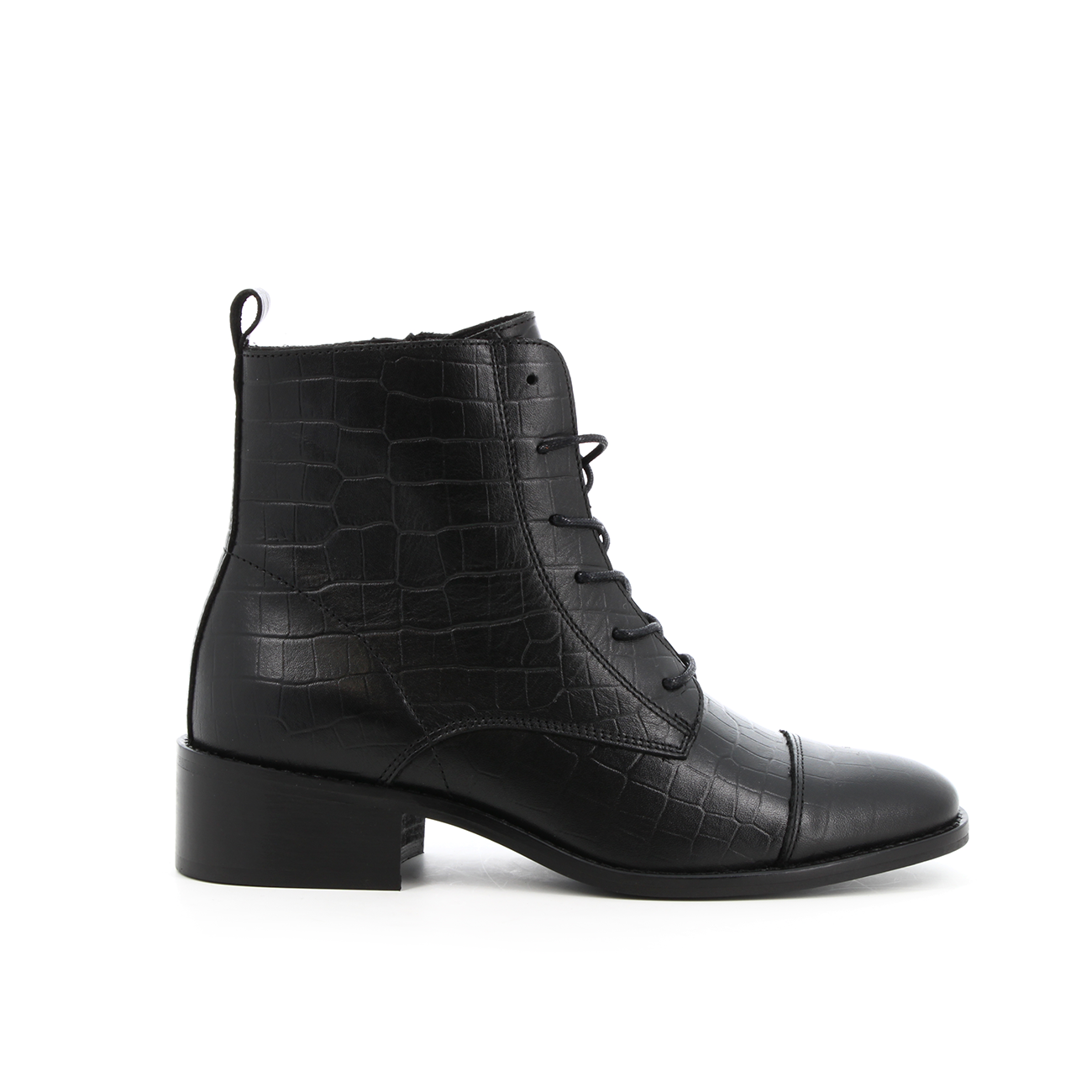 Boots en cuir croco Tonicité Noir