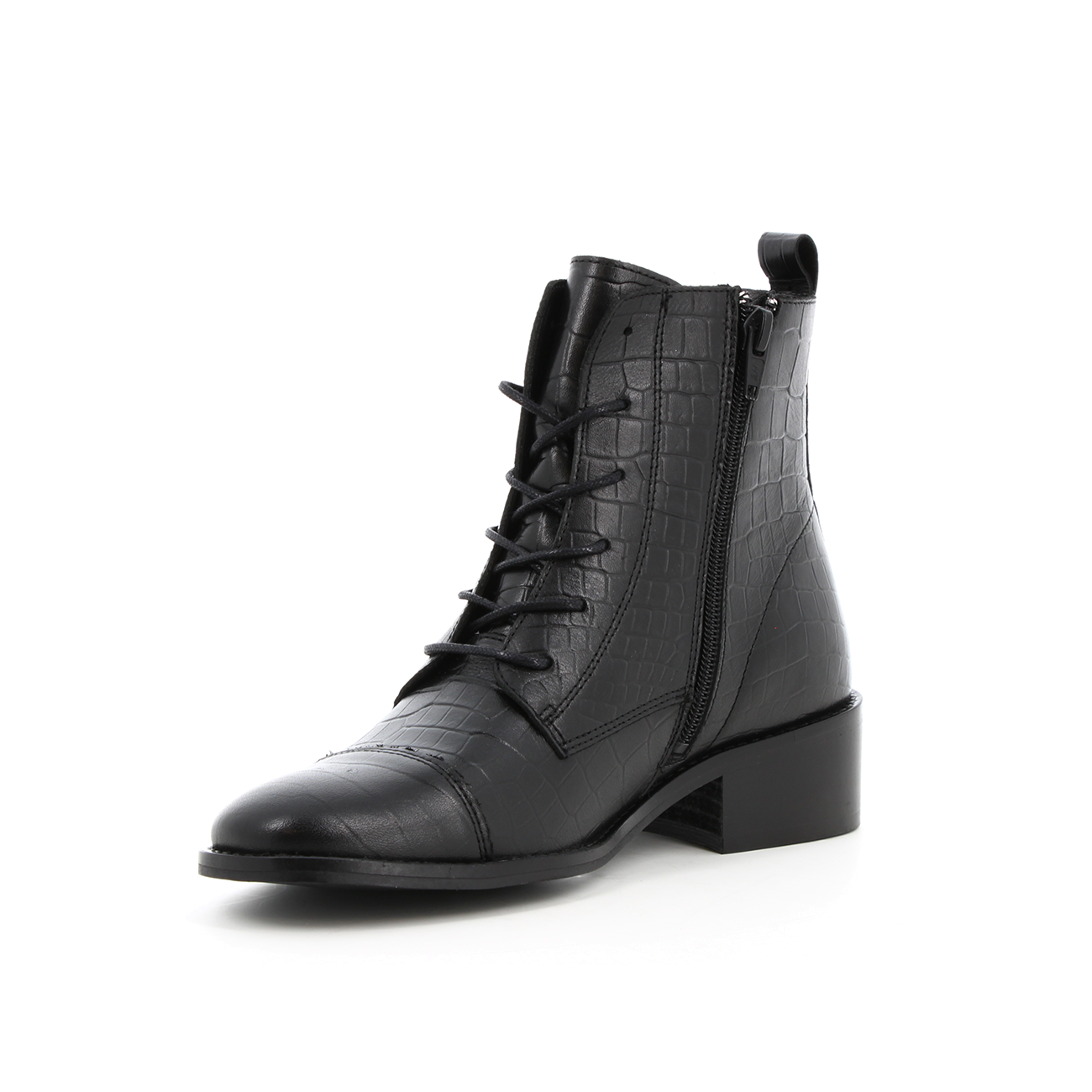 Boots en cuir croco Tonicité Noir