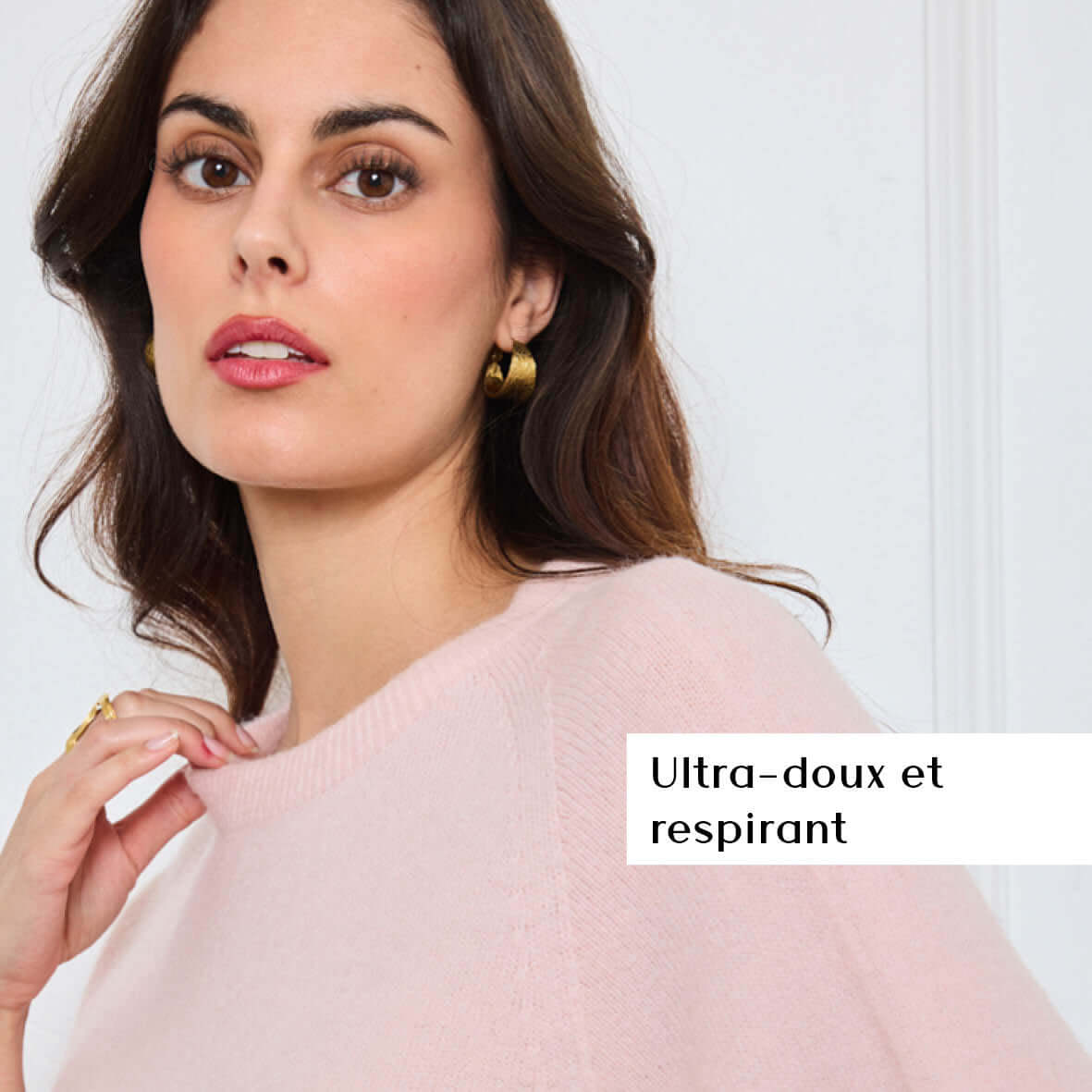 COL ROND AVEC MANCHES 3/4 LOUIE ROSE CLAIR