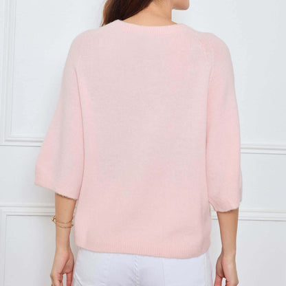 COL ROND AVEC MANCHES 3/4 LOUIE ROSE CLAIR