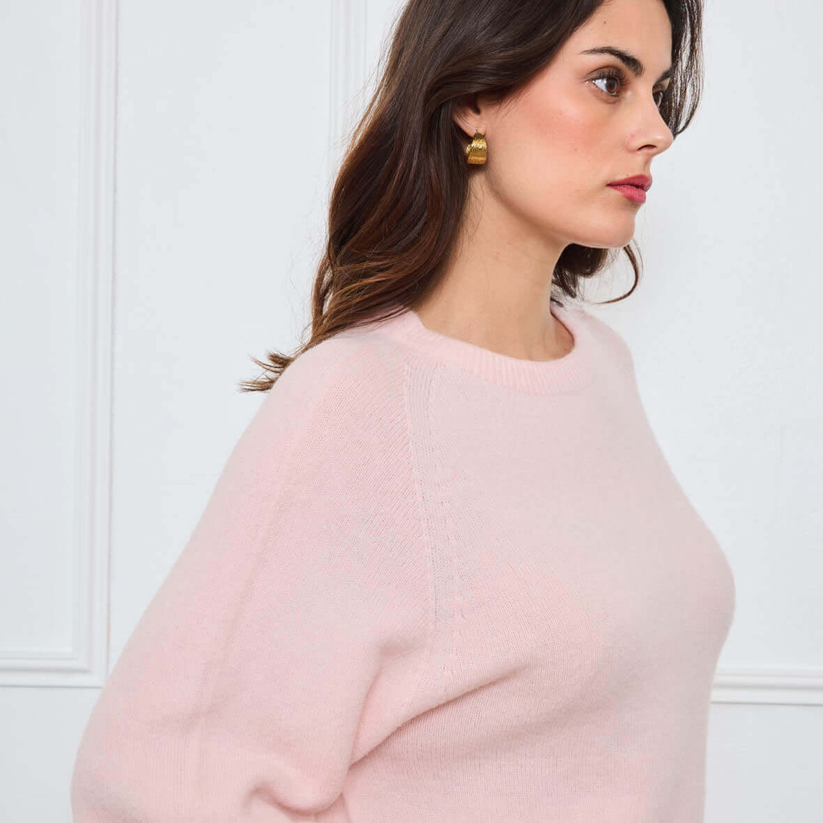 COL ROND AVEC MANCHES 3/4 LOUIE ROSE CLAIR
