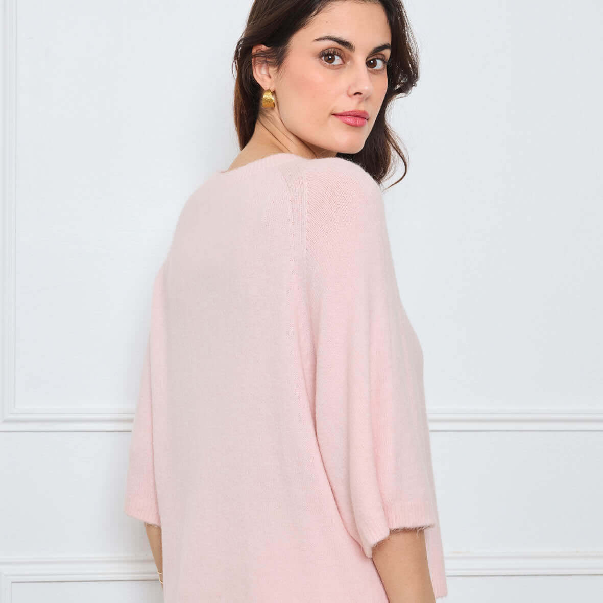 COL ROND AVEC MANCHES 3/4 LOUIE ROSE CLAIR