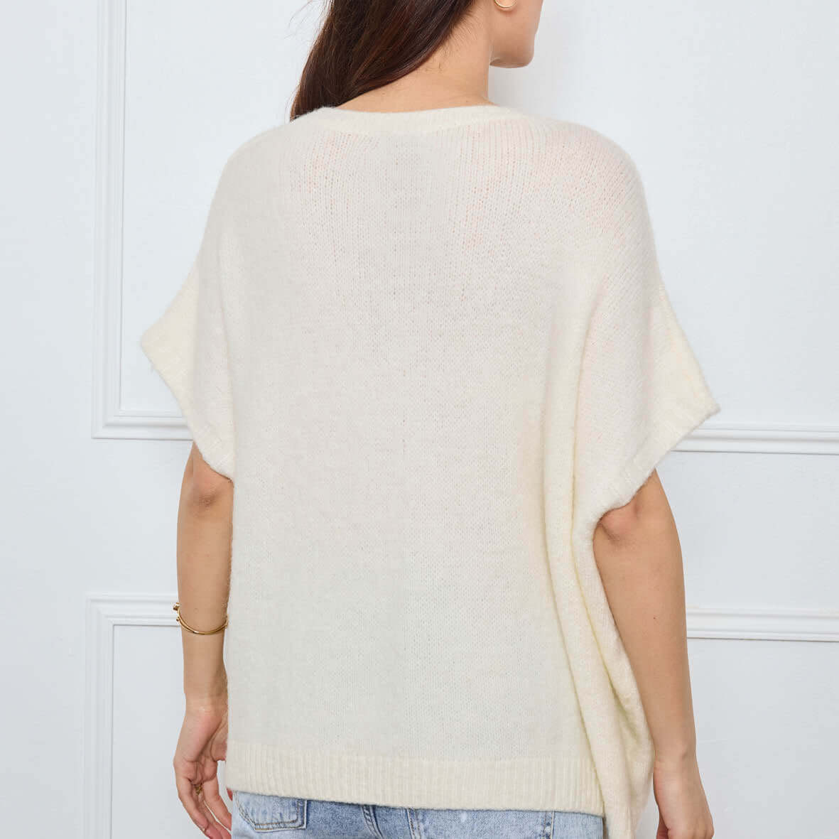 COL V OVERSIZED SANS MANCHES MILIE BLANC