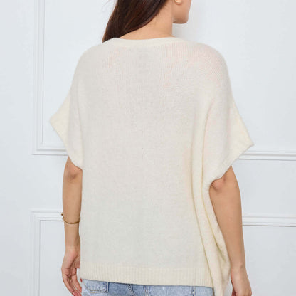 COL V OVERSIZED SANS MANCHES MILIE BLANC