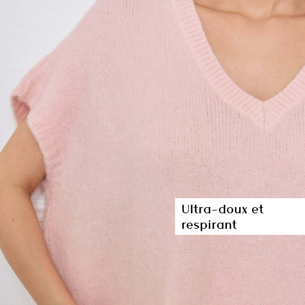 COL V OVERSIZED SANS MANCHES MILIE ROSE CLAIR