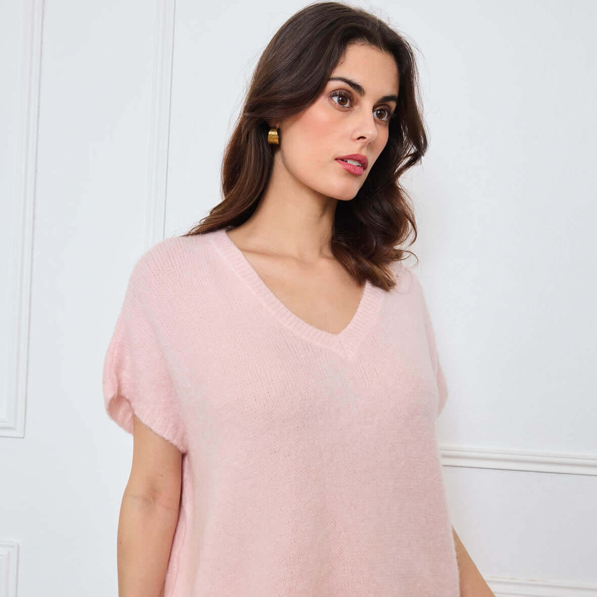 COL V OVERSIZED SANS MANCHES MILIE ROSE CLAIR