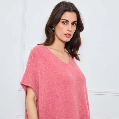 COL V OVERSIZED SANS MANCHES MILIE ROSE