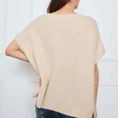 COL V OVERSIZED SANS MANCHES MILIE BEIGE