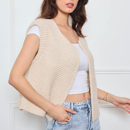 TRICOT SANS MANCHES THEOLINE ÉCRU
