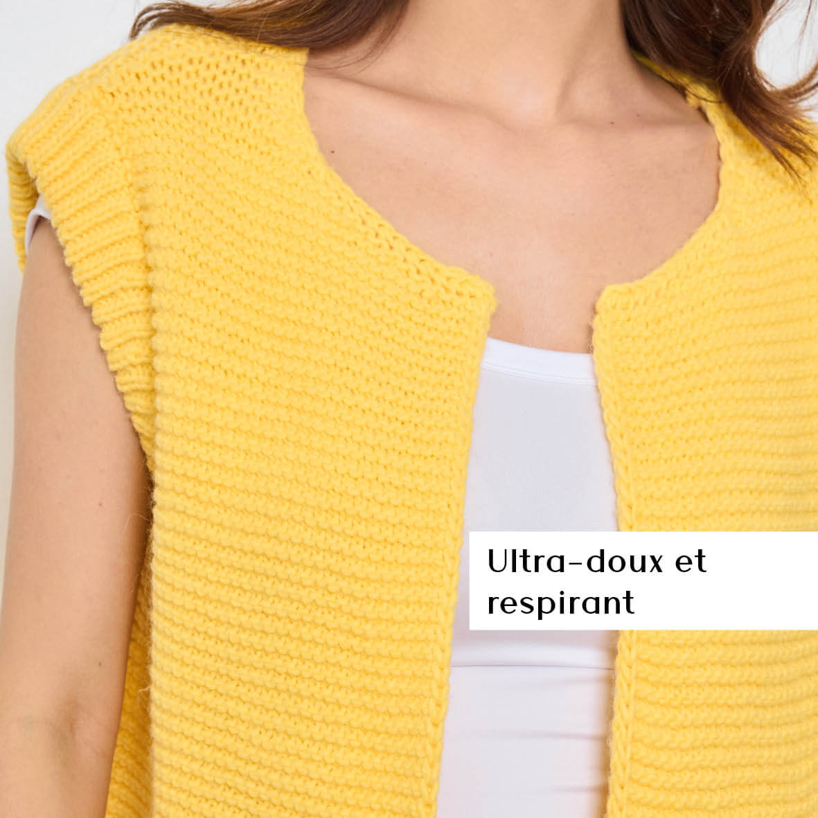TRICOT SANS MANCHES THEOLINE JAUNE