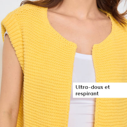 TRICOT SANS MANCHES THEOLINE JAUNE