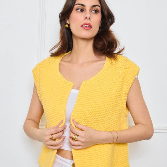 TRICOT SANS MANCHES THEOLINE JAUNE