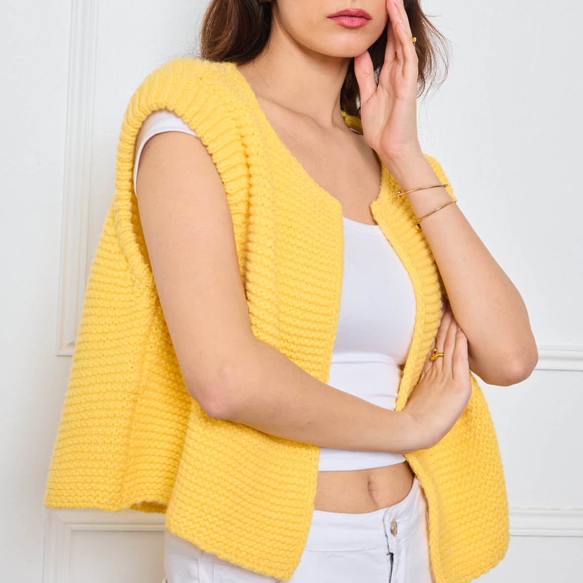 TRICOT SANS MANCHES THEOLINE JAUNE