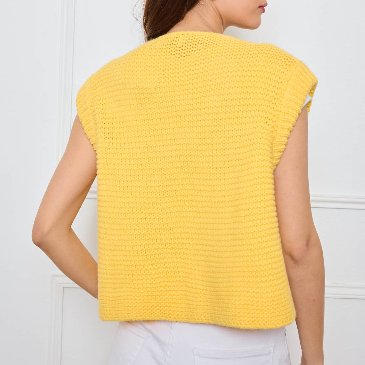 TRICOT SANS MANCHES THEOLINE JAUNE