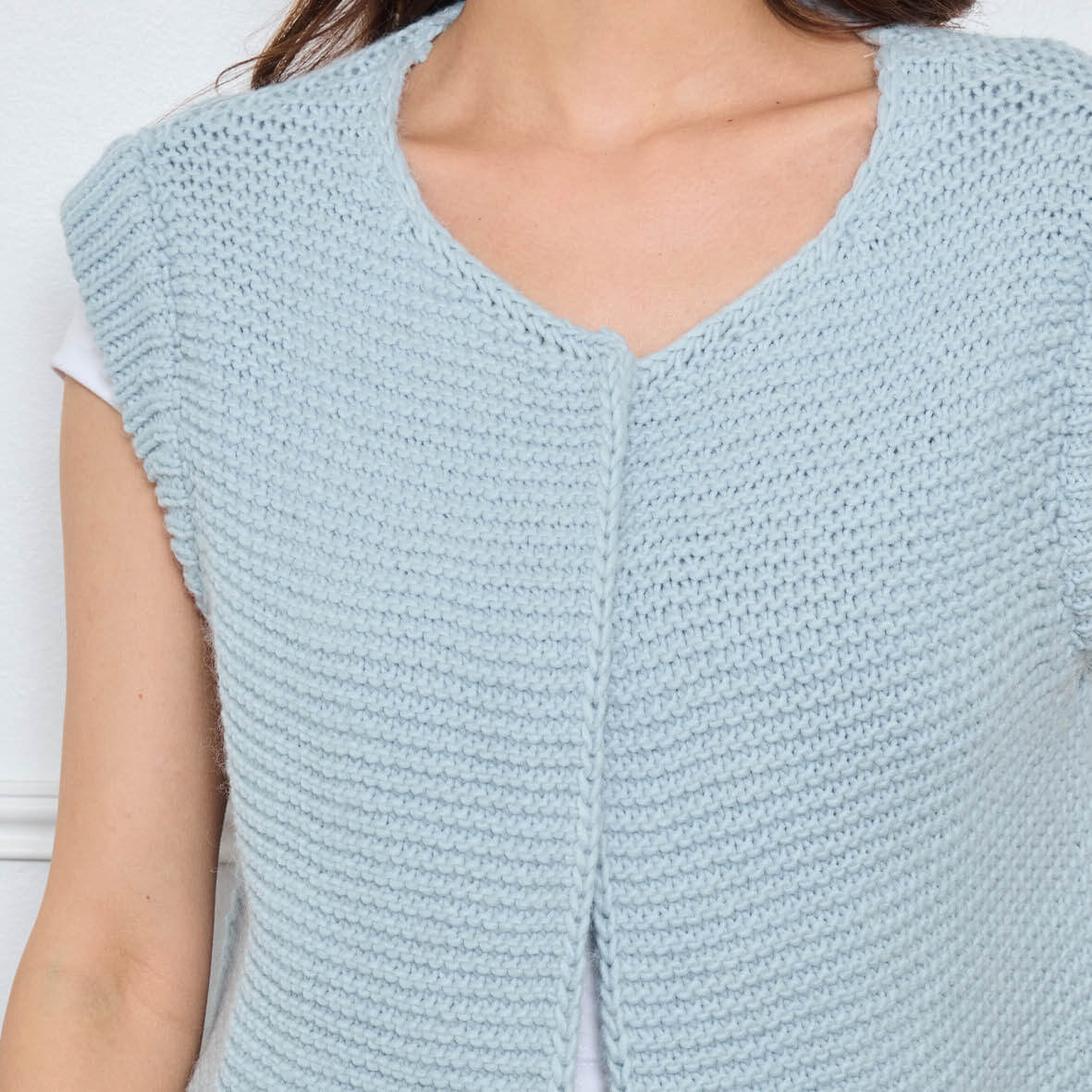 TRICOT SANS MANCHES THEOLINE BLEU CLAIR