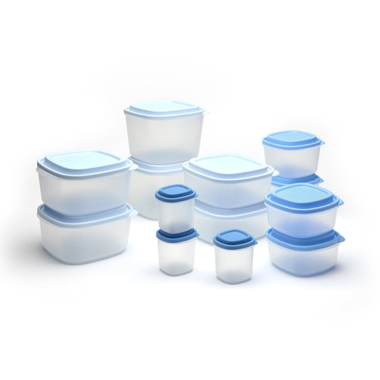 Set of 13 plastic containers with lid - Blue
