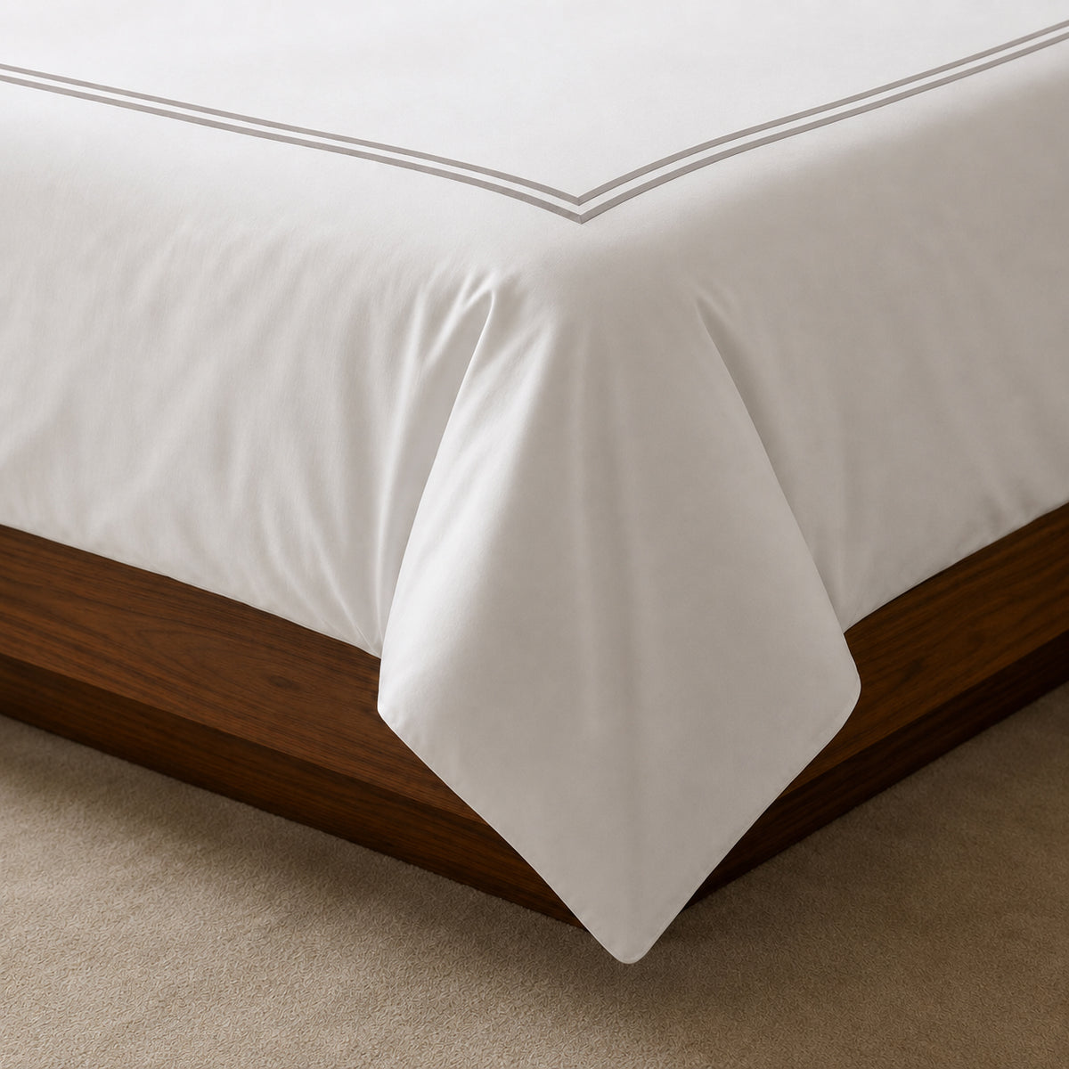 Duvet cover and pillowcase(s) set - 100% cotton sateen TC200 - Nîmes - grey / white