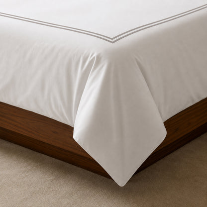 Duvet cover and pillowcase(s) set - 100% cotton sateen TC200 - Nîmes - grey / white
