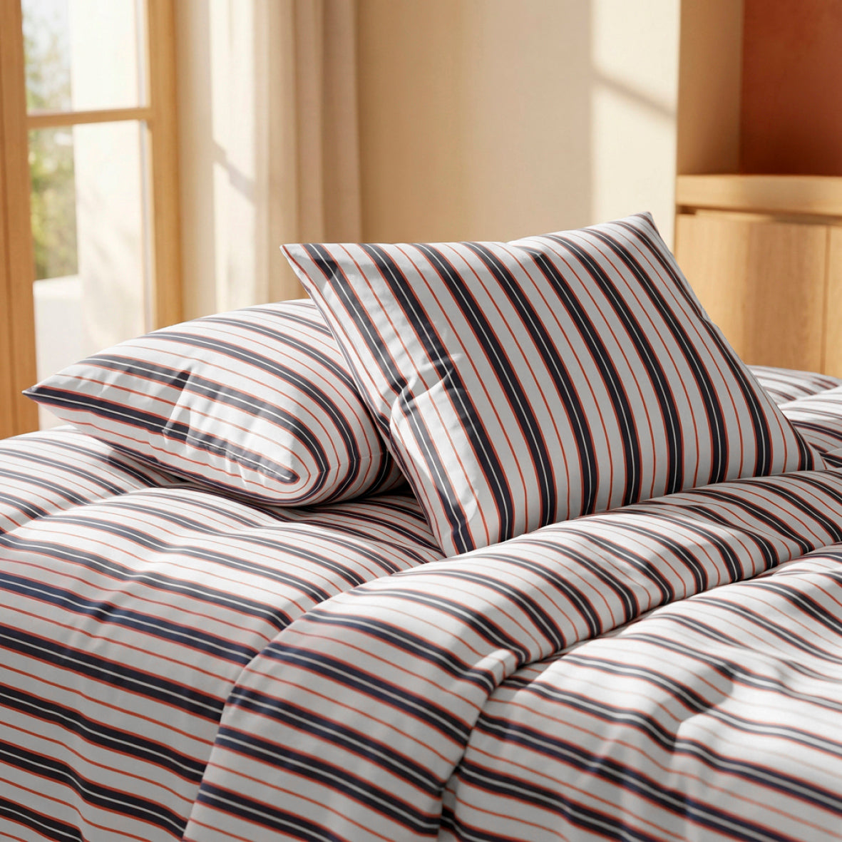 Pillowcase cotton satin - Rivage écarlate White / Blue