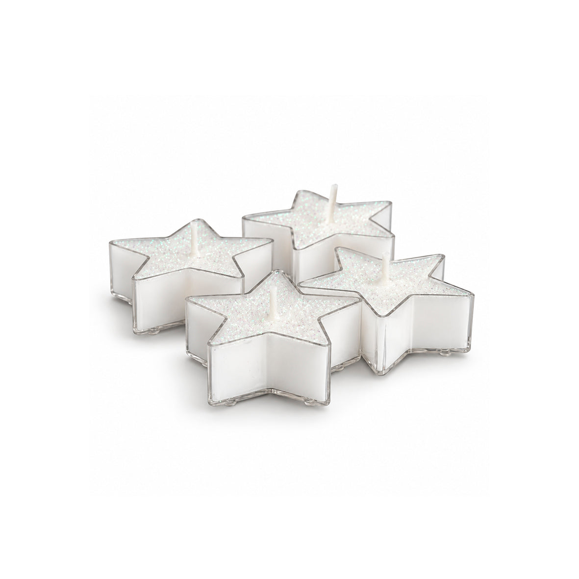 Set of 4 glitter star tealight candles - White Default Title