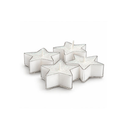 Set of 4 glitter star tealight candles - White Default Title