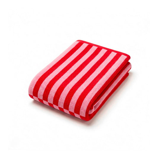 Beach towel cotton velvet - Oréa Pink / Burgundy