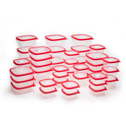 Set of 40 plastic containers with lid - Red