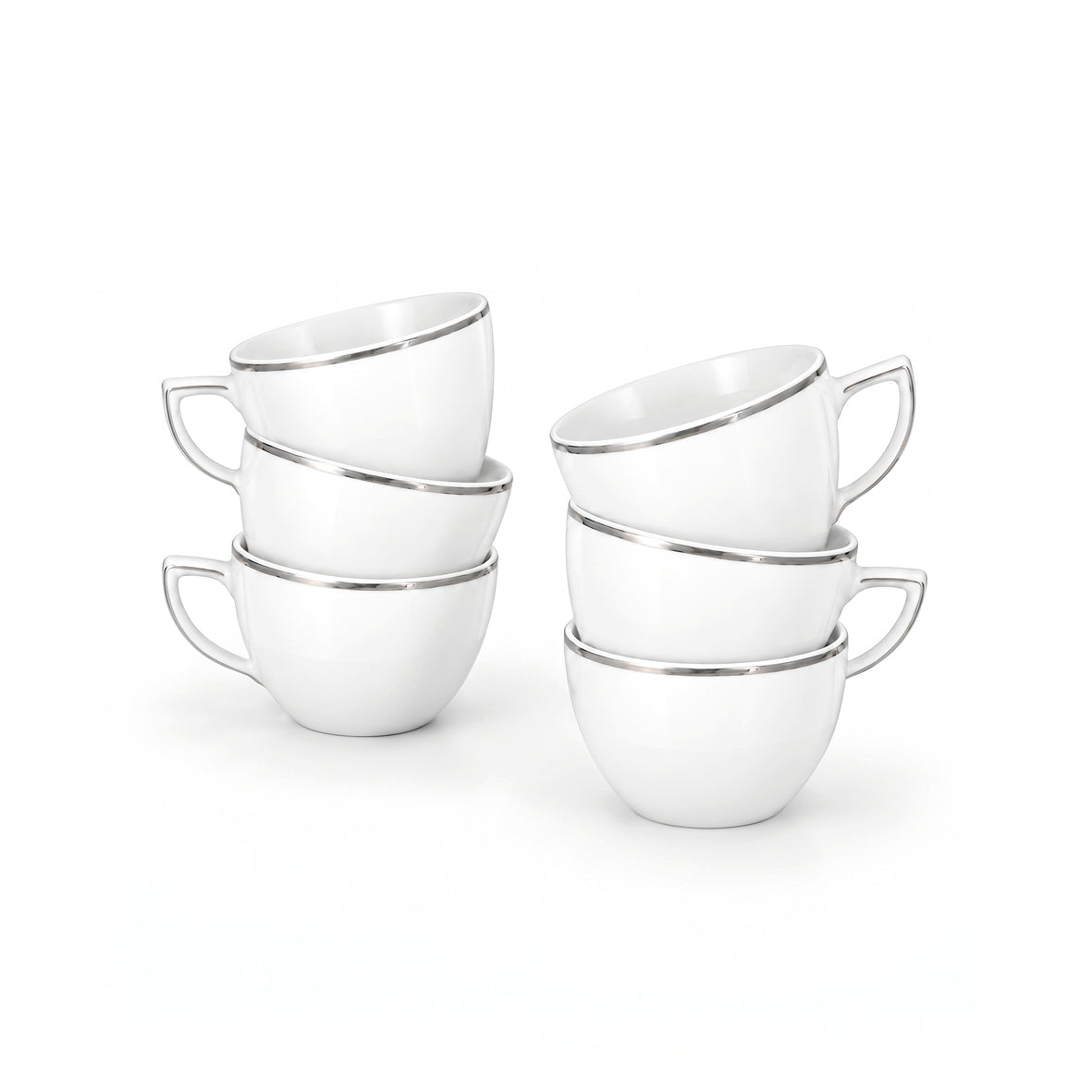 Set of 6 coffee cups - Brume White/Silver Default Title