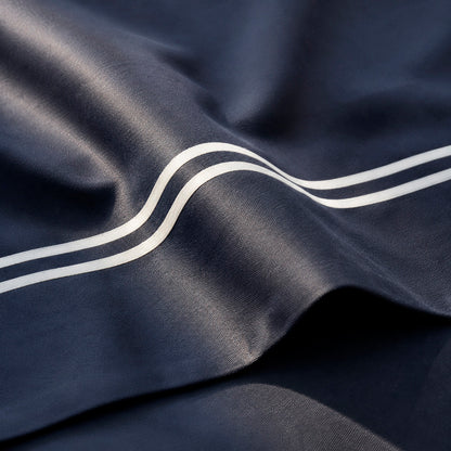 2 pillowcases - 100% cotton sateen TC200 - Nîmes - white / dark blue