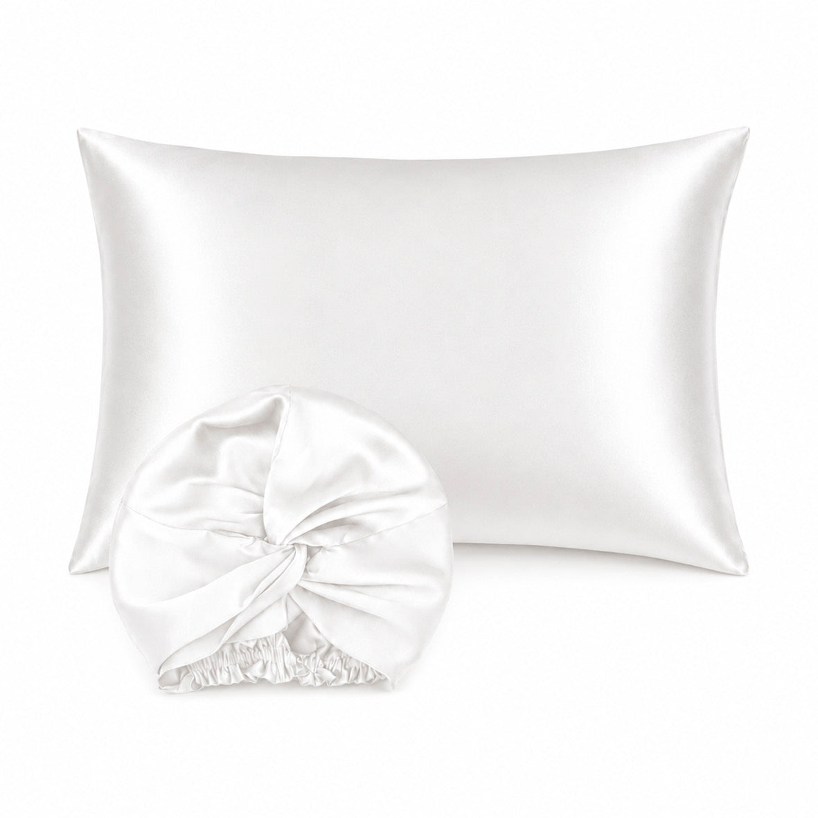 Pillowcase + nightcap silk - Nuit de soie White