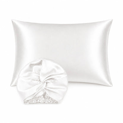 Pillowcase + nightcap silk - Nuit de soie White
