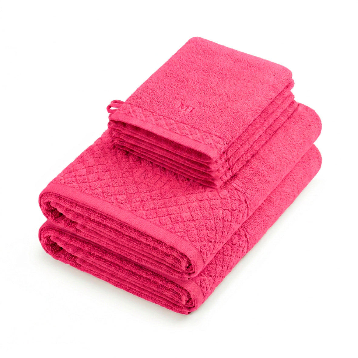 Complete bath linen set combed cotton LT - Eden - 6 pieces Fuchsia