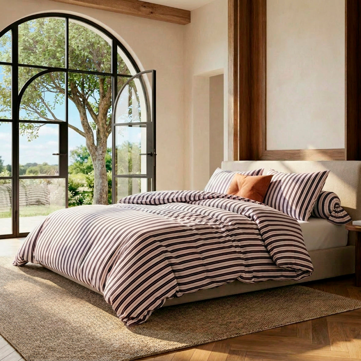 Pillowcase cotton satin - Rivage écarlate White / Blue