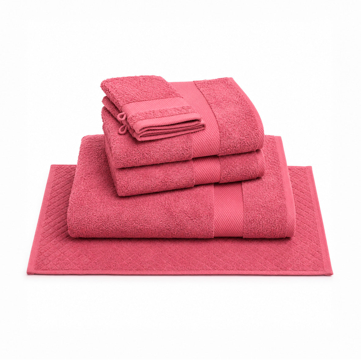 Complete bath linen set combed cotton - Sérénité - 6 pieces Blush pink