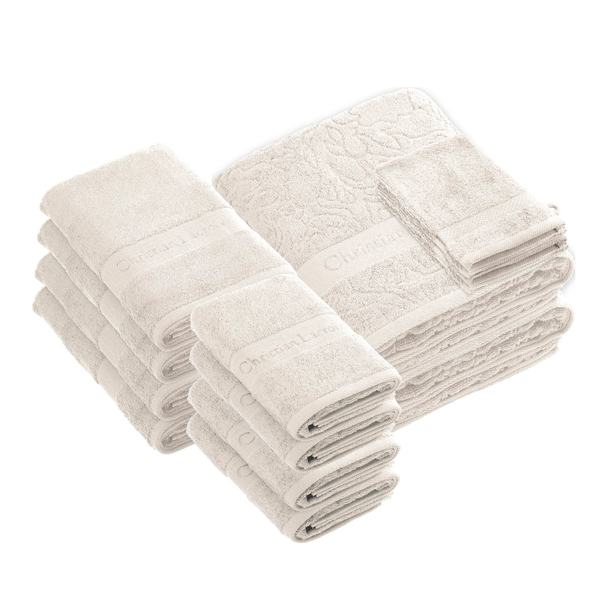 Complete bath linen set combed cotton - Azur - 14 pieces White