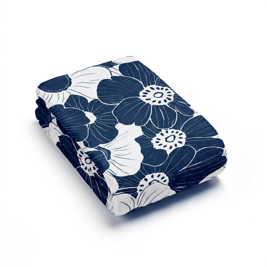 Beach towel cotton velvet - Sakura Dark blue - 90 x 180 cm