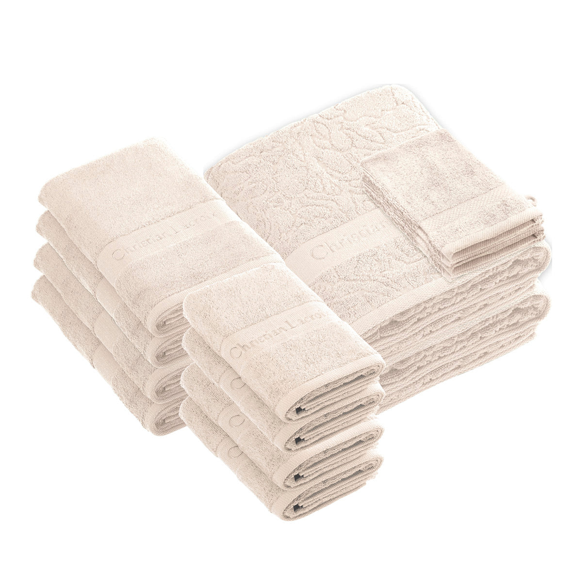 Complete bath linen set combed cotton - Azur - 14 pieces Sand