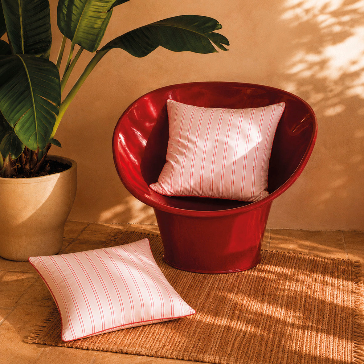 Pillowcase cotton satin - Éolia Pink / Red