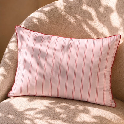 Pillowcase cotton satin - Éolia Pink / Red
